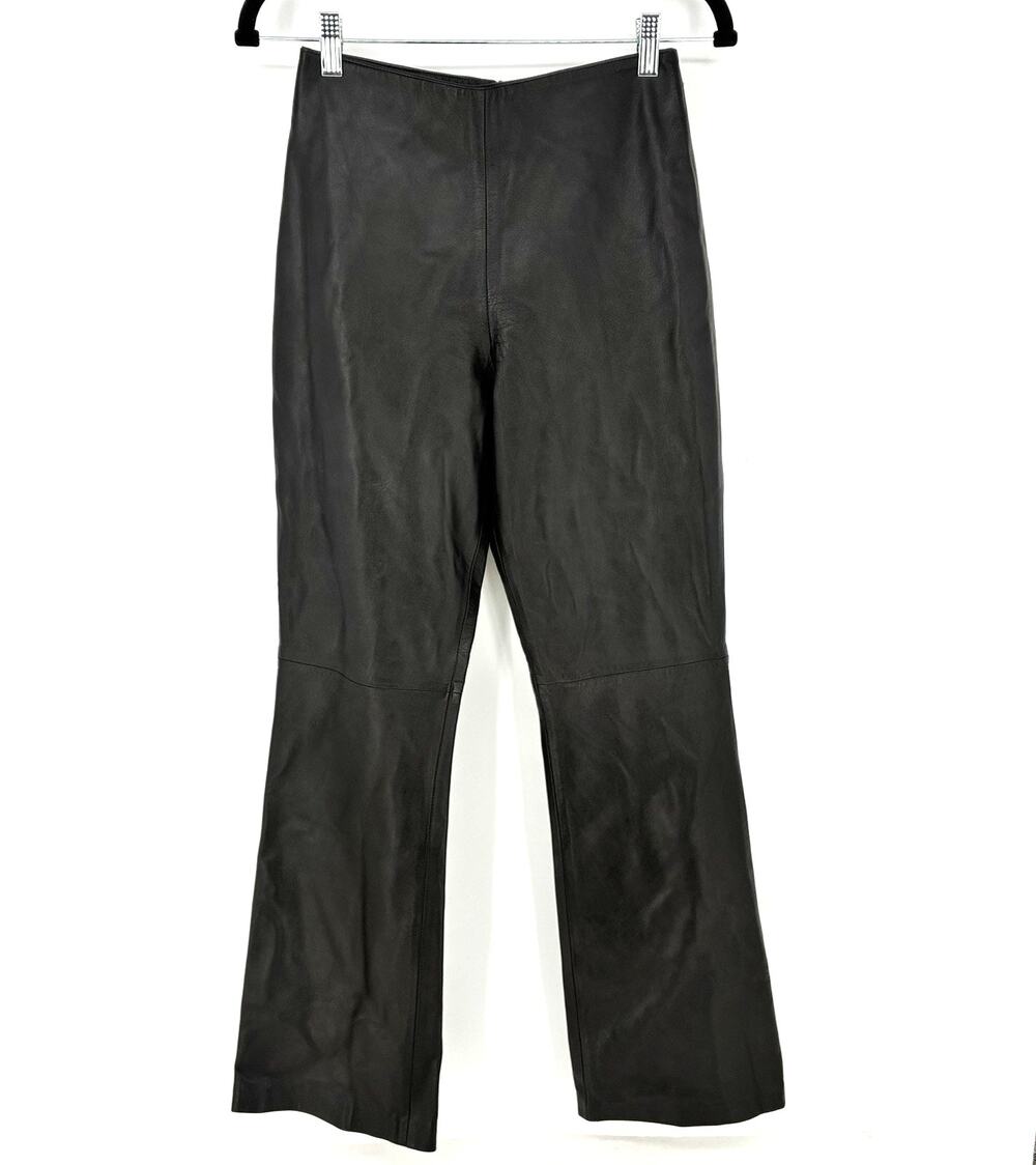 Vintage Isabel Genuine Leather Pants Womens 2 Black High Rise Bootcut Flare